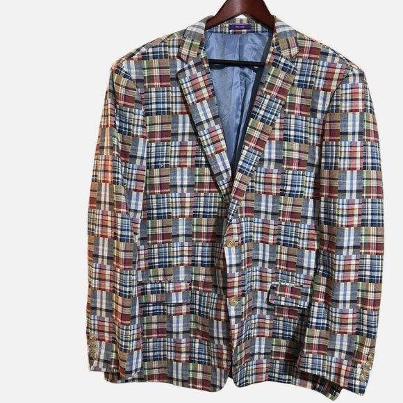 Alan Flusser Madras Blazer Patchwork Sport Coat XXL 2XL - Picture 1 of 2